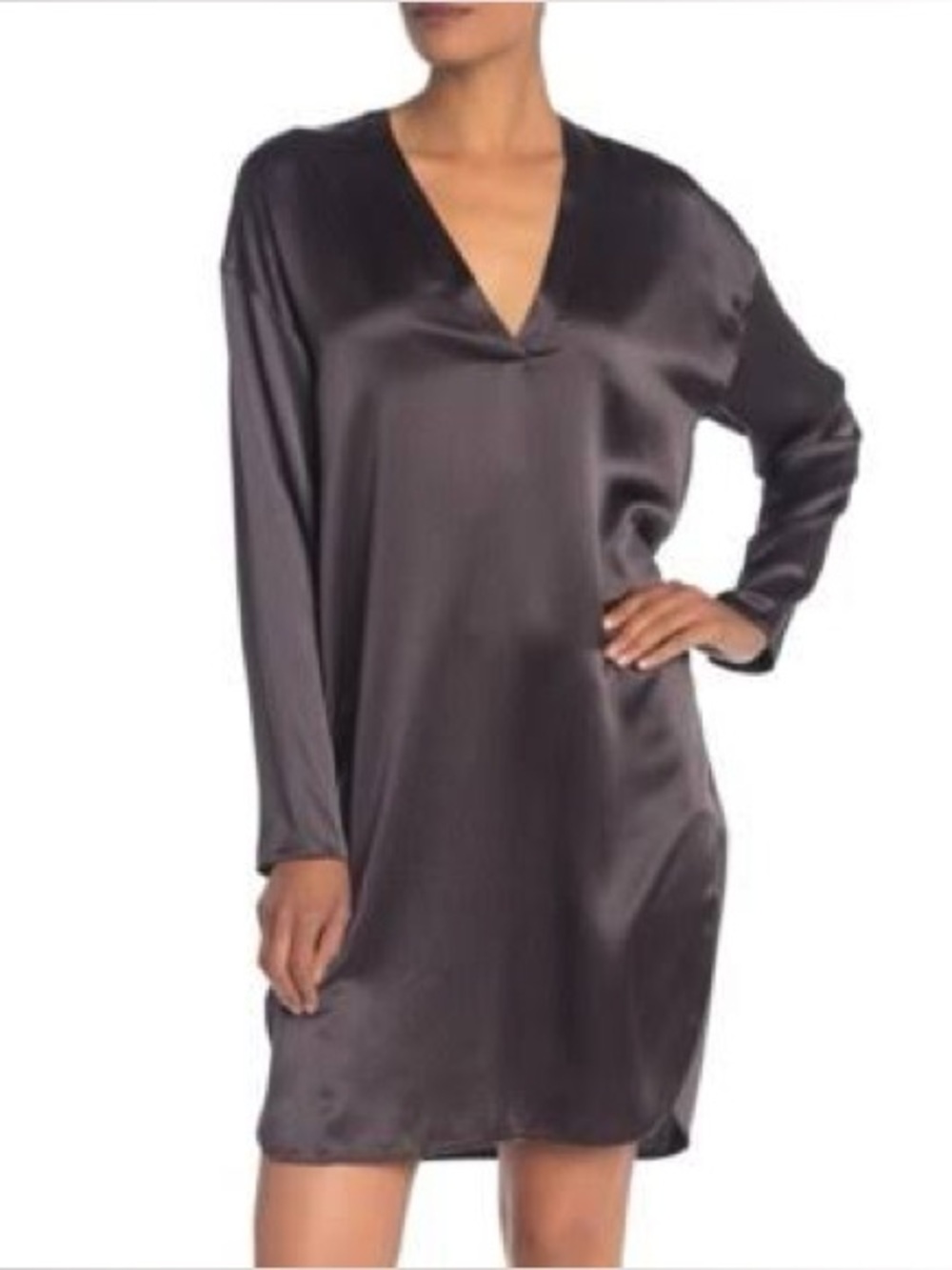 Vince Charmeuse V-neck Tunic Shift Silhouette Dress NWTS 100% Silk Satin Small
